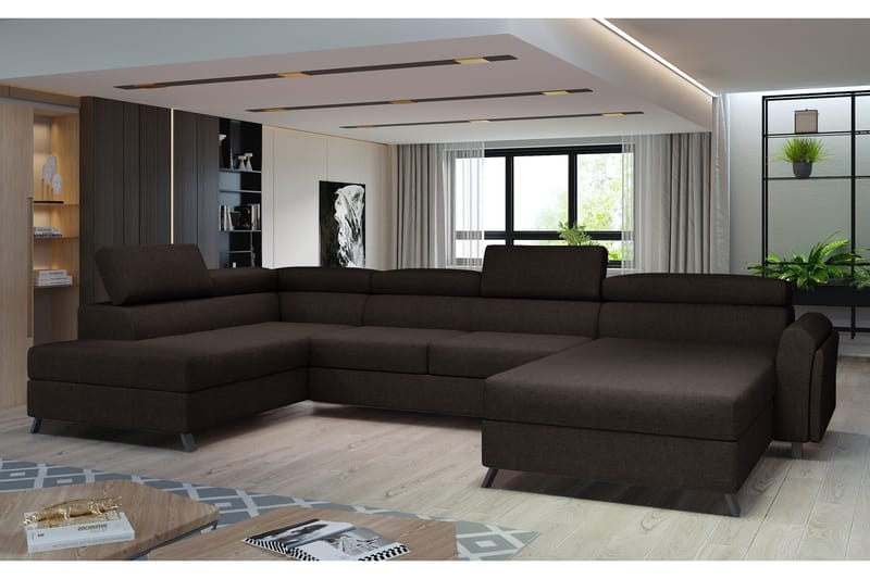 Josette U-sofa med Divan Høyre, Brun