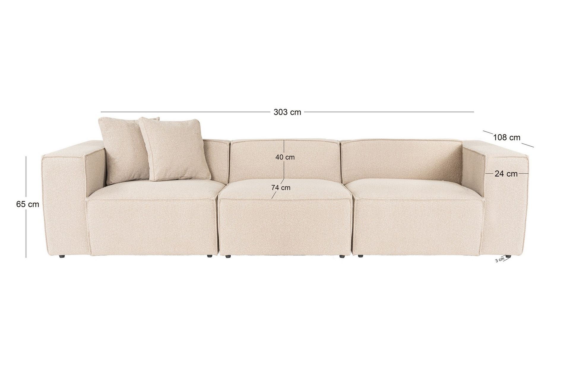 Kaolins Sofa 3-seter - Fersken - Møbler - Sofaer - Sofa 3 seter
