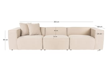 Kaolins Sofa 3-seter - Fersken - Møbler - Sofaer - Sofa 3 seter