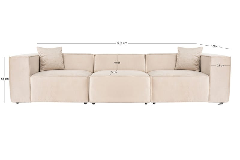 Kaolins Sofa 3-seter - Krem - Møbler - Sofaer - Modulsofaer - Komplett modulsofa