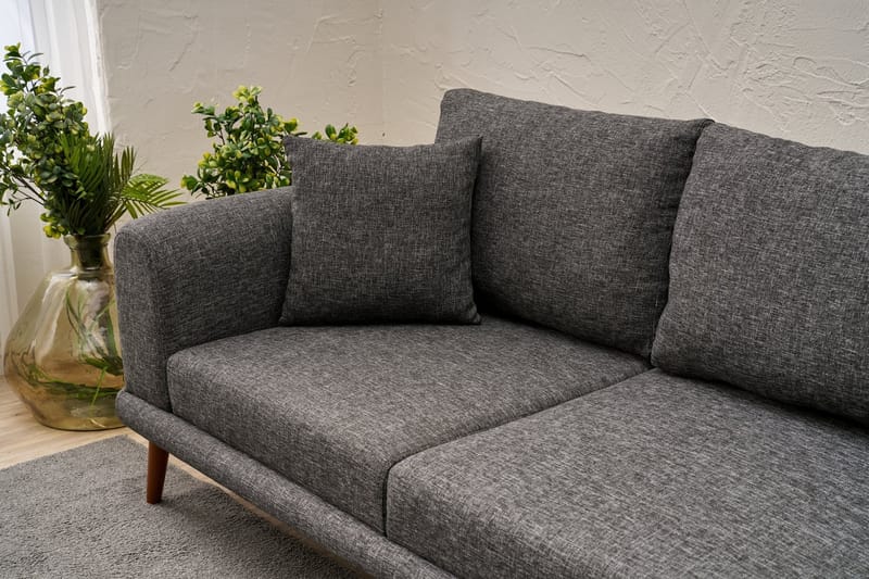 Khambalia 4-seters Sofa med Divan - Antrasitt - Møbler - Sofaer - Sofa med sjeselong