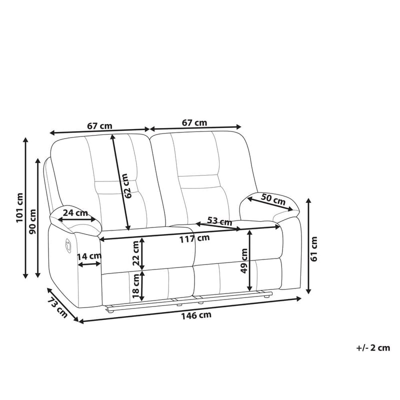 2-seters sofa Bergen - Beige - Møbler - Sofaer - Reclinersofaer - 2 seters kinosofa & reclinersofa