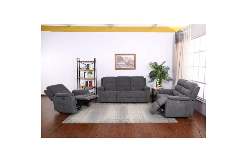 Mimi Reclinersoffa 3-sits Grå NO_BRAND Grey - Møbler - Sofaer - Reclinersofaer - 3 seters kinosofa & reclinersofa