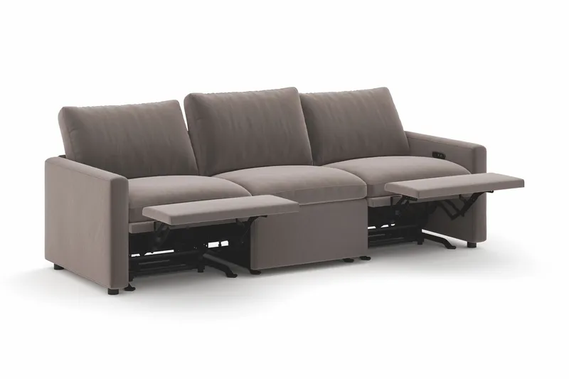 Barsele 3-seter Elektrisk Reclinersofa - Brun - Møbler - Sofaer - Reclinersofaer - 3 seters kinosofa & reclinersofa