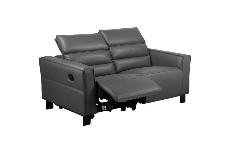 Carpari Dyp 2-seter Kinosofa med Recliner i Kunstlær - Grå - Møbler - Sofaer - Reclinersofaer - 2 seters kinosofa & reclinersofa