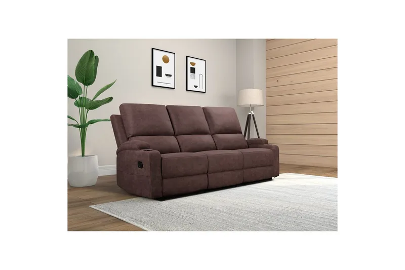 Dallas Reclinersofa 3-seter - Brun - Møbler - Sofaer - Reclinersofaer - 3 seters kinosofa & reclinersofa
