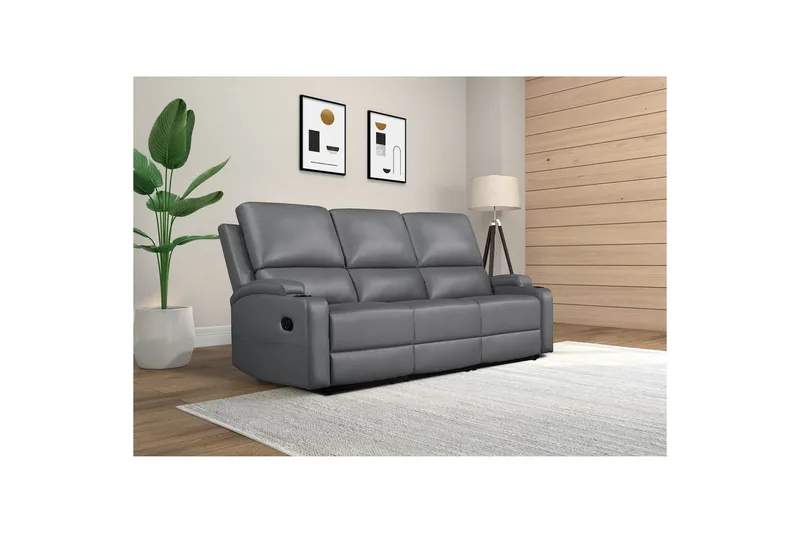 Dallas Reclinersofa 3-seter - Grå - Møbler - Sofaer - Reclinersofaer - 3 seters kinosofa & reclinersofa