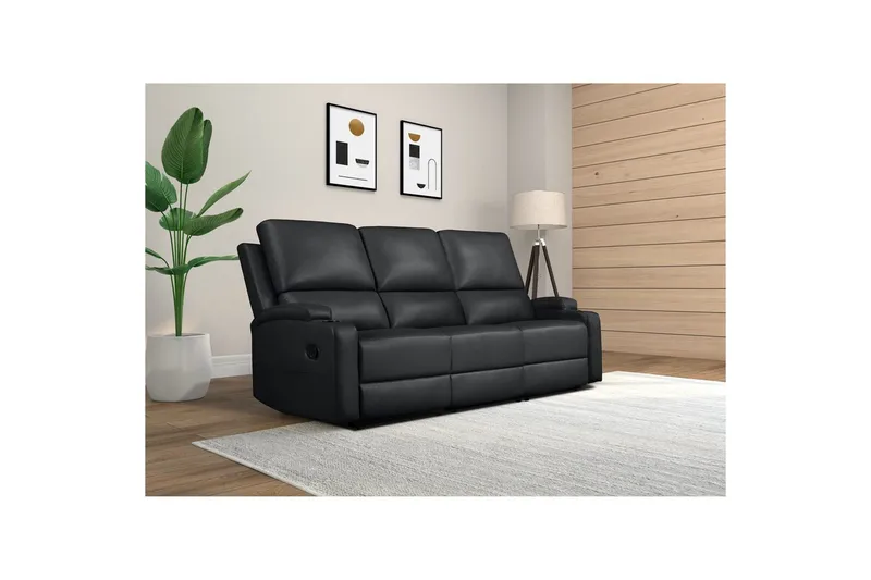 Dallas Reclinersofa 3-seter - Svart - Møbler - Sofaer - Reclinersofaer - 3 seters kinosofa & reclinersofa