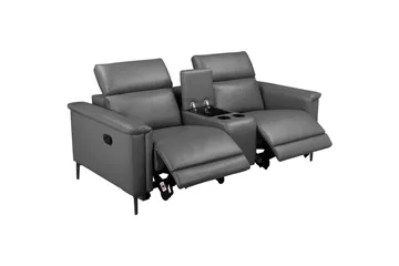 Lund 2-seter Reclinersofa med Oppbevaring i Kunstlær - Grå - Møbler - Sofaer - Reclinersofaer - 2 seters kinosofa & reclinersofa