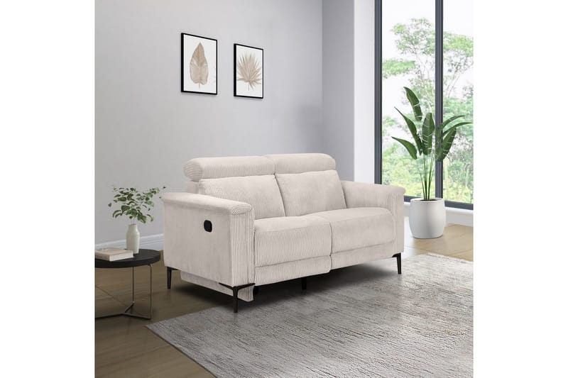 Lund 2-seter Rektangulær Reclinersofa i Kordfløyel - Lysebeige - Møbler - Sofaer - Reclinersofaer - 2 seters kinosofa & reclinersofa