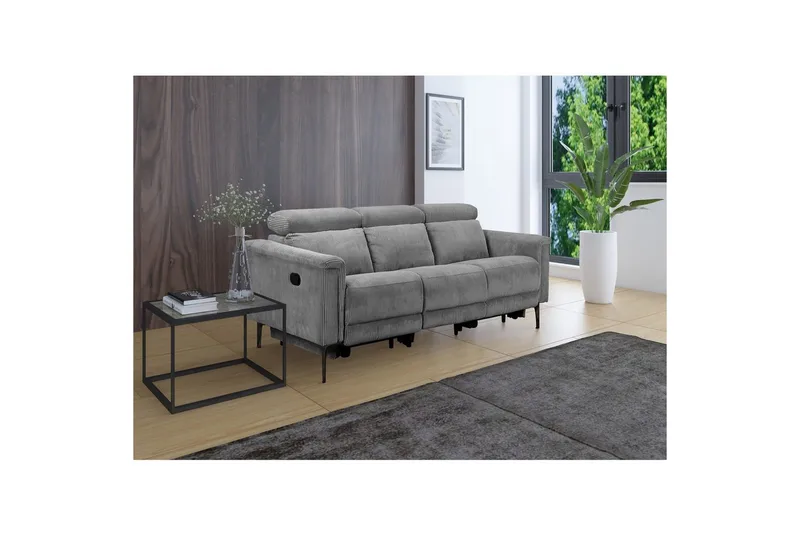 Lund Reclinersofa 3-seter - Grå - Møbler - Sofaer - Reclinersofaer - 3 seters kinosofa & reclinersofa