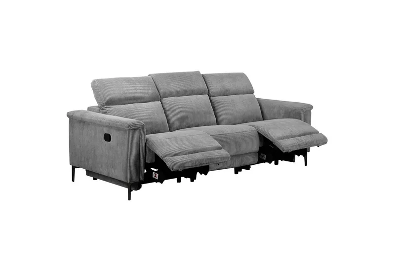 Lund Reclinersofa 3-seter - Grå - Møbler - Sofaer - Reclinersofaer - 3 seters kinosofa & reclinersofa