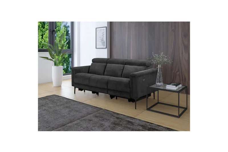 Lund Reclinersofa 3-seter - Grå - Møbler - Sofaer - Reclinersofaer - 3 seters kinosofa & reclinersofa