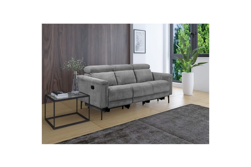 Lund Reclinersofa 3-seter - Grå - Møbler - Sofaer - Reclinersofaer - 3 seters kinosofa & reclinersofa
