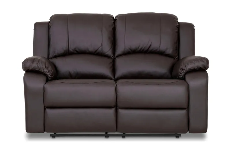 Norbo Liten Reclinersofa 2-seter Kunstskinn - Fällbar sofa - Kinosofa, Brun