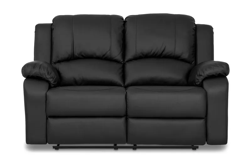 Norbo Liten Reclinersofa 2-seter Kunstskinn - Fällbar sofa - Kinosofa, Svart / Mørk