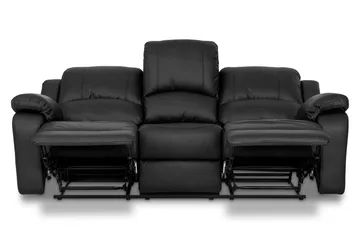 Norbo Skjønn Reclinersofa 3-seter Kunstskinn - Fällbar sofa - Kinosofa - Svart - Møbler - Sofaer - Reclinersofaer