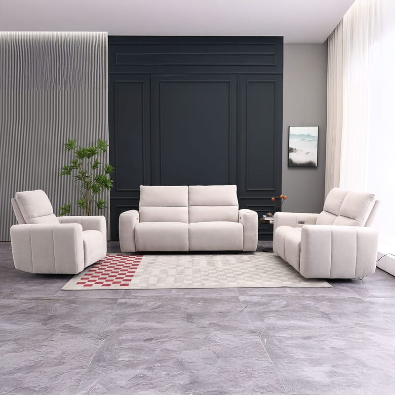 Reclinersofa Ödmark 3-seter med elektrisk mekanisme - lys beige - Møbler - Sofaer - Reclinersofaer - 3 seters kinosofa & reclinersofa