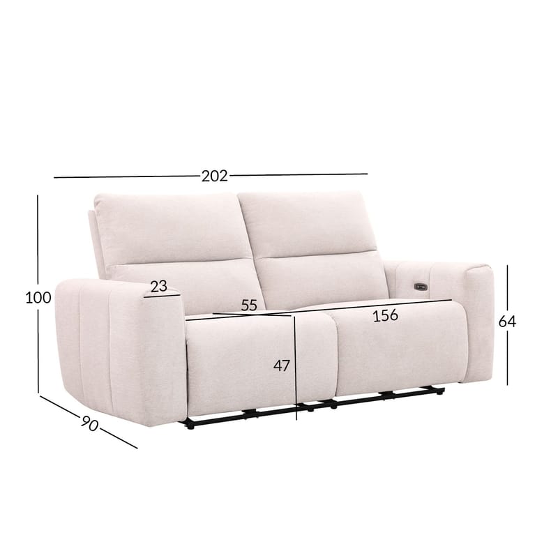 Reclinersofa Ödmark 3-seter med elektrisk mekanisme - lys beige - Møbler - Sofaer - Reclinersofaer - 3 seters kinosofa & reclinersofa