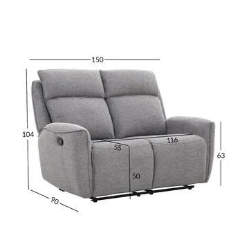 Reclinersofa Östvik 2-seter med manuell mekanisme - grå - Møbler - Sofaer - Reclinersofaer - 2 seters kinosofa & reclinersofa