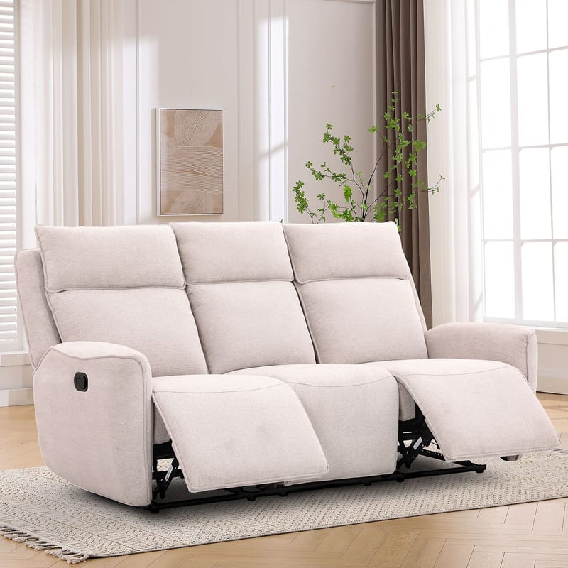 Reclinersofa Östvik 3-seter med manuell mekanisme - beige - Møbler - Sofaer - Reclinersofaer - 3 seters kinosofa & reclinersofa