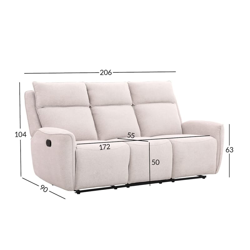 Reclinersofa Östvik 3-seter med manuell mekanisme - beige - Møbler - Sofaer - Reclinersofaer - 3 seters kinosofa & reclinersofa