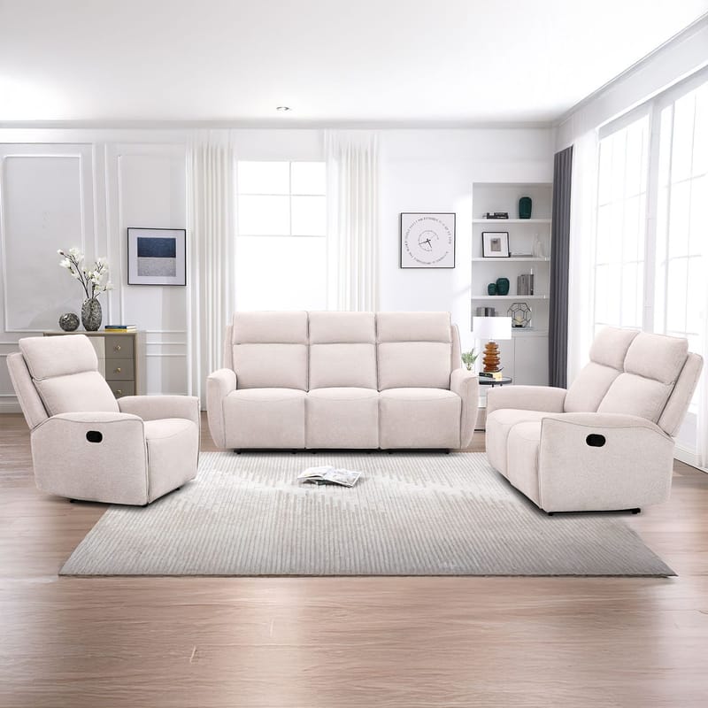 Reclinersofa Östvik 3-seter med manuell mekanisme - beige - Møbler - Sofaer - Reclinersofaer - 3 seters kinosofa & reclinersofa