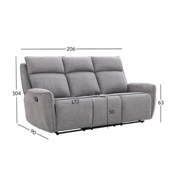 Reclinersofa Östvik 3-seter med manuell mekanisme - grå - Møbler - Sofaer - Reclinersofaer - 3 seters kinosofa & reclinersofa