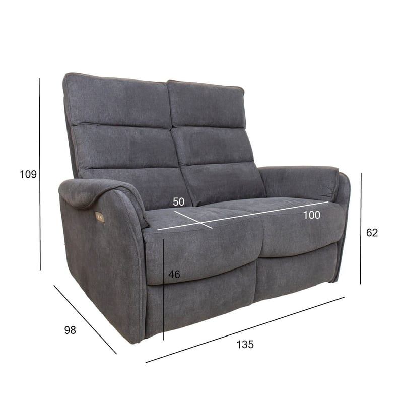 Reclinersofa Dalsor 2-seter med elektrisk mekanisme - Grå - Møbler - Sofaer - Reclinersofaer - 2 seters kinosofa & reclinersofa