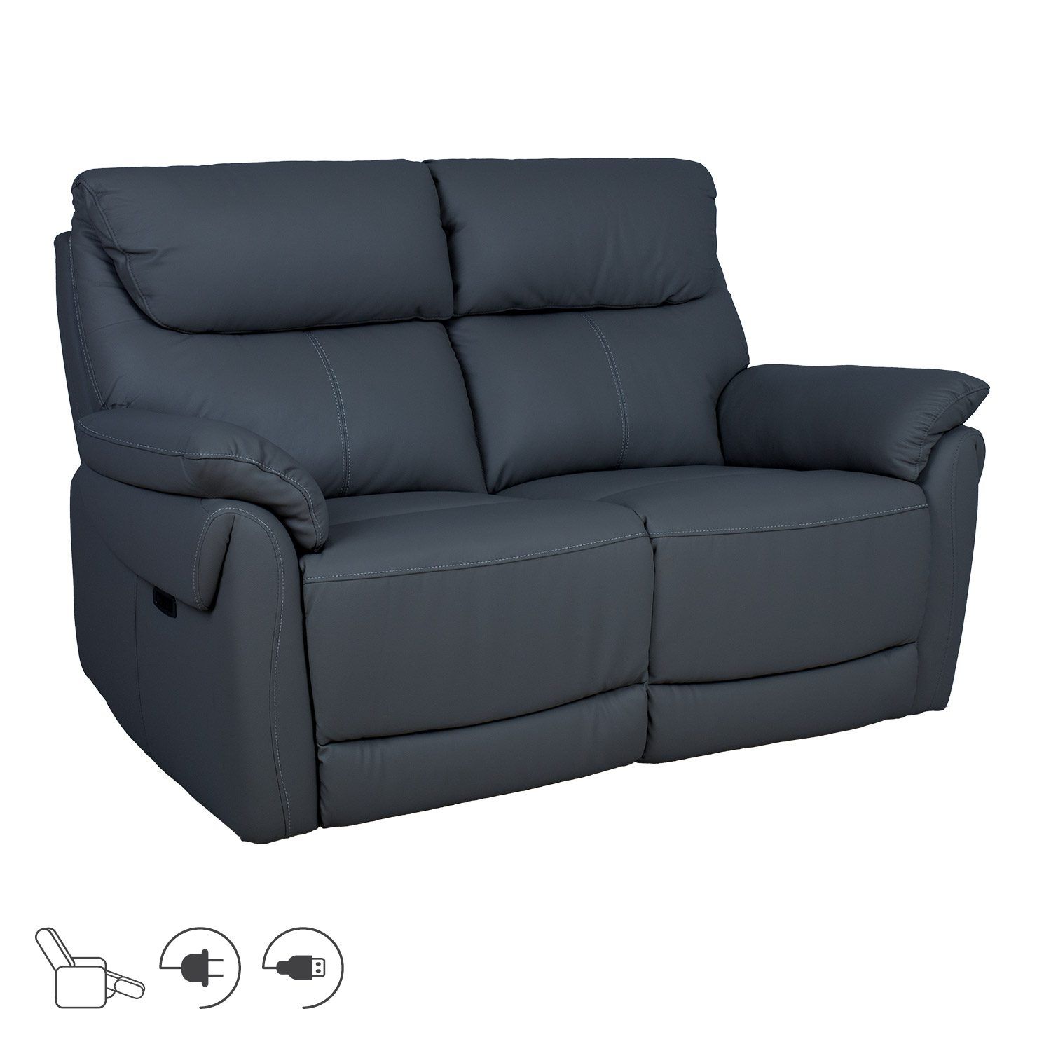 Reclinersofa Dalsor 2-seter med elektrisk mekanisme - Mørk grå