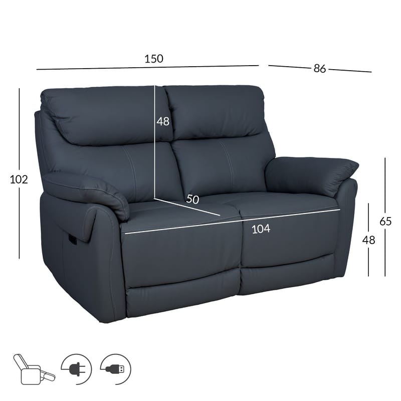 Reclinersofa Dalsor 2-seter med elektrisk mekanisme - Mørk grå - Møbler - Sofaer - Reclinersofaer - 2 seters kinosofa & reclinersofa