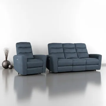 Reclinersofa Darvi 3-seter med elektrisk mekanisme - blå - Møbler - Sofaer - Reclinersofaer - 3 seters kinosofa & reclinersofa