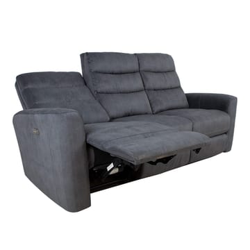 Reclinersofa Darvi 3-seter med elektrisk mekanisme - Grå fløyel - Møbler - Sofaer - Reclinersofaer - 3 seters kinosofa & reclinersofa