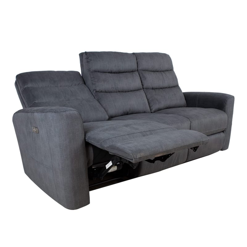 Reclinersofa Darvi 3-seter med elektrisk mekanisme - Grå fløyel - Møbler - Sofaer - Reclinersofaer - 3 seters kinosofa & reclinersofa