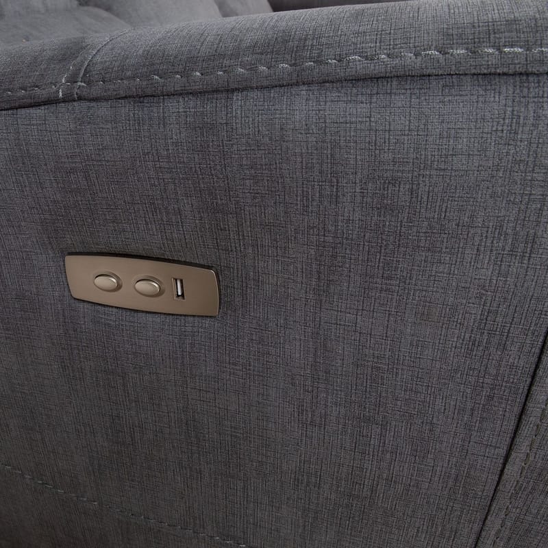 Reclinersofa Darvi 3-seter med elektrisk mekanisme - Grå fløyel - Møbler - Sofaer - Reclinersofaer - 3 seters kinosofa & reclinersofa