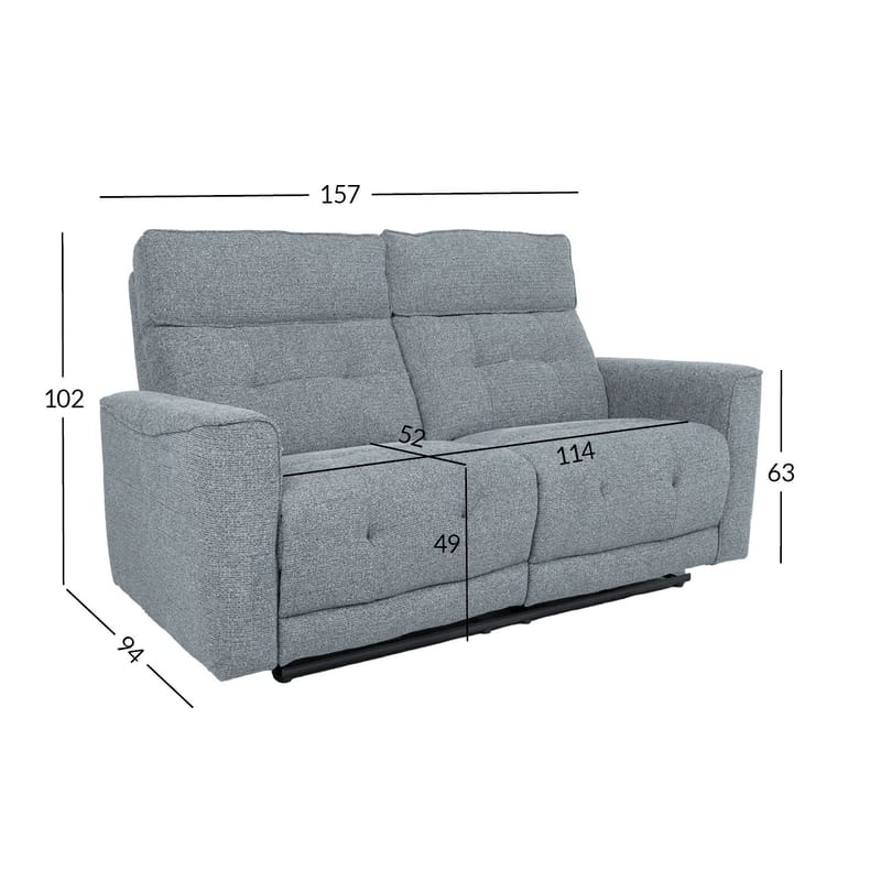 Reclinersofa Glendor 2-seter med elektrisk mekanisme - Blågrå - Møbler - Sofaer - Reclinersofaer - 2 seters kinosofa & reclinersofa