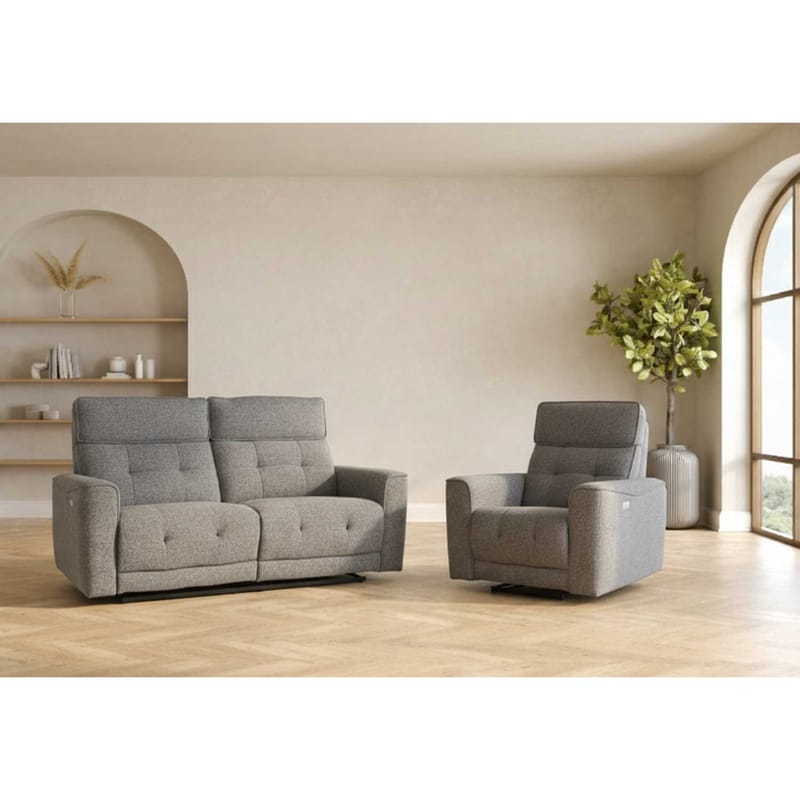 Reclinersofa Glendor 2-seter med elektrisk mekanisme - Grå - Møbler - Sofaer - Reclinersofaer - 2 seters kinosofa & reclinersofa