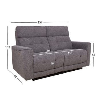 Reclinersofa Glendor 2-seter med elektrisk mekanisme - Grå - Møbler - Sofaer - Reclinersofaer - 2 seters kinosofa & reclinersofa