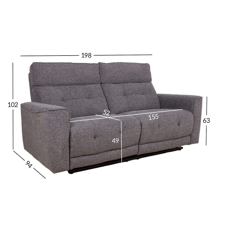 Reclinersofa Glendor - grå - Møbler - Sofaer - Reclinersofaer - 2 seters kinosofa & reclinersofa