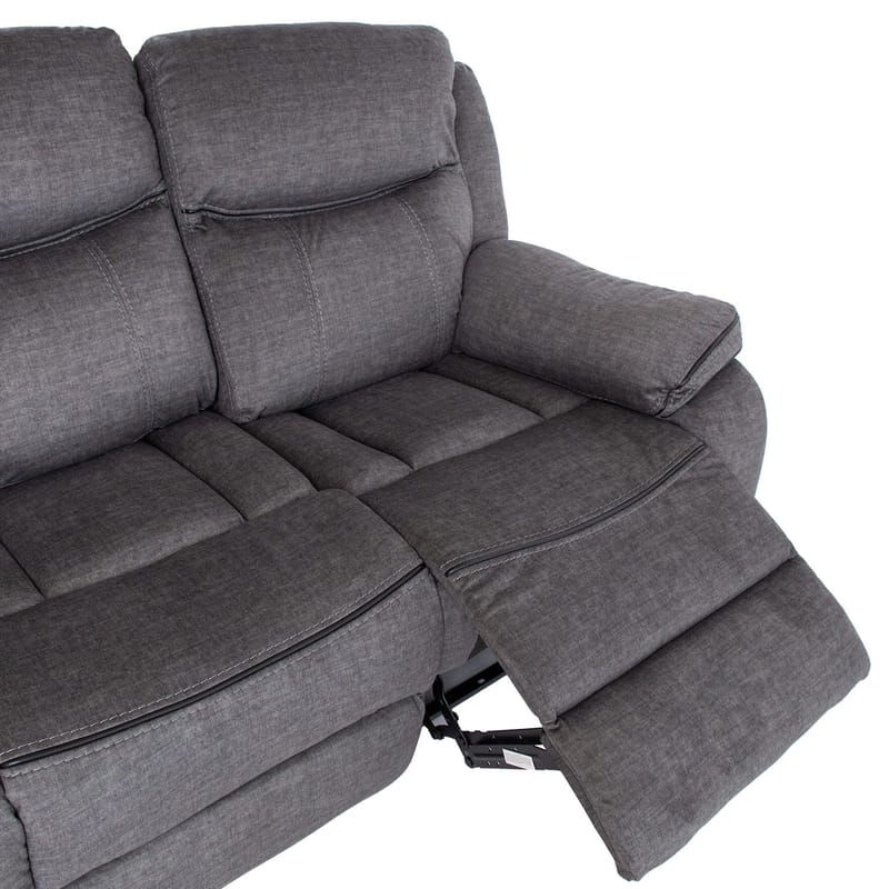 Reclinersofa Iskmar 3-seter med manuell mekanisme - Grå - Møbler - Sofaer - Reclinersofaer - 3 seters kinosofa & reclinersofa