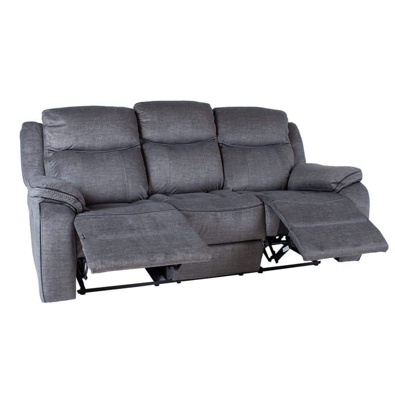 Reclinersofa Iskmar 3-seter med manuell mekanisme - Grå - Møbler - Sofaer - Reclinersofaer - 3 seters kinosofa & reclinersofa