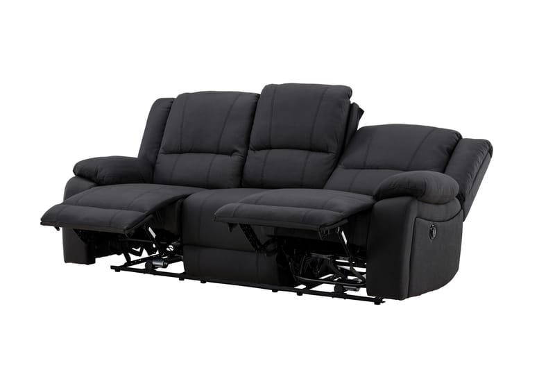 Reclinersofa med hjørne Comfort Living Singapore reclinersofa 3-seter kunstskinn Svart - Møbler - Sofaer - Reclinersofaer