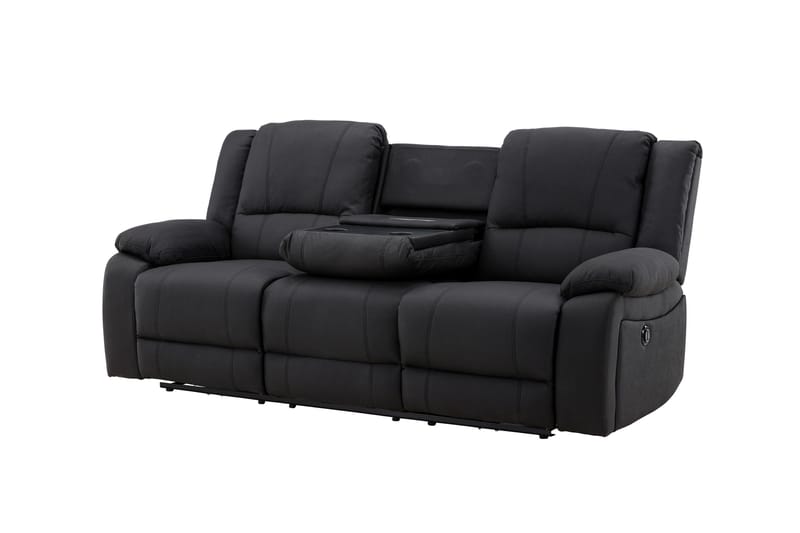 Reclinersofa med hjørne Comfort Living Singapore reclinersofa 3-seter kunstskinn Svart - Møbler - Sofaer - Reclinersofaer