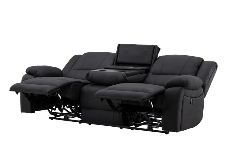 Reclinersofa med hjørne Comfort Living Singapore reclinersofa 3-seter kunstskinn Svart - Møbler - Sofaer - Reclinersofaer
