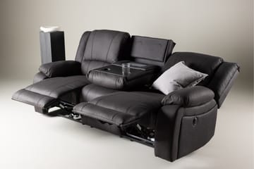 Reclinersofa med hjørne Comfort Living Singapore reclinersofa 3-seter kunstskinn Svart - Møbler - Sofaer - Reclinersofaer
