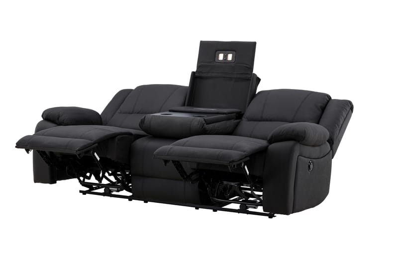 Reclinersofa med hjørne Comfort Living Singapore reclinersofa 3-seter kunstskinn Svart - Møbler - Sofaer - Reclinersofaer