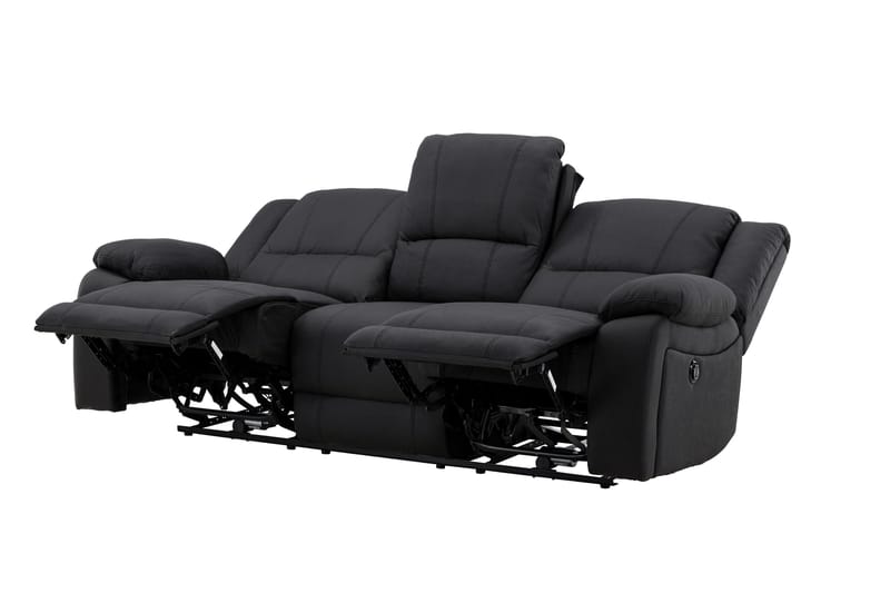 Reclinersofa med hjørne Comfort Living Singapore reclinersofa 3-seter kunstskinn Svart - Møbler - Sofaer - Reclinersofaer
