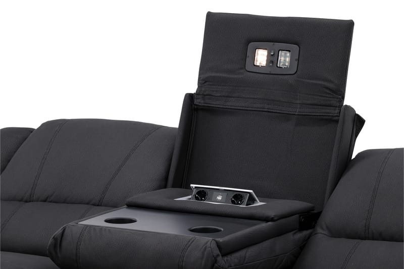 Reclinersofa med hjørne Comfort Living Singapore reclinersofa 3-seter kunstskinn Svart - Møbler - Sofaer - Reclinersofaer