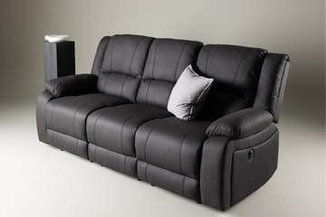 Reclinersofa med hjørne Comfort Living Singapore reclinersofa 3-seter kunstskinn Svart - Møbler - Sofaer - Reclinersofaer