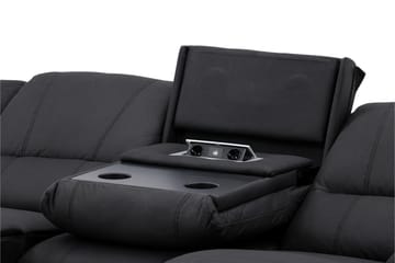 Reclinersofa med hjørne Comfort Living Singapore reclinersofa 3-seter kunstskinn Svart - Møbler - Sofaer - Reclinersofaer